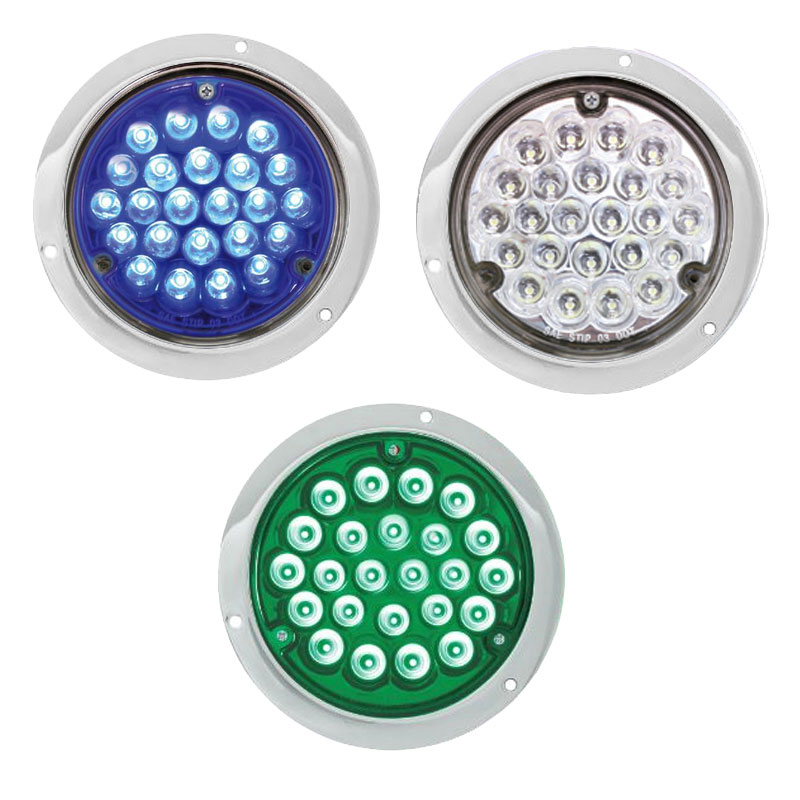 4 round blue led lights